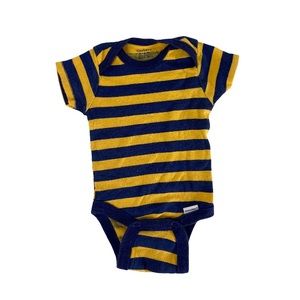 4/$12 💥♻ Gerber Infant Baby Blue & Gold Striped Bodysuit Onesie | NB | 934